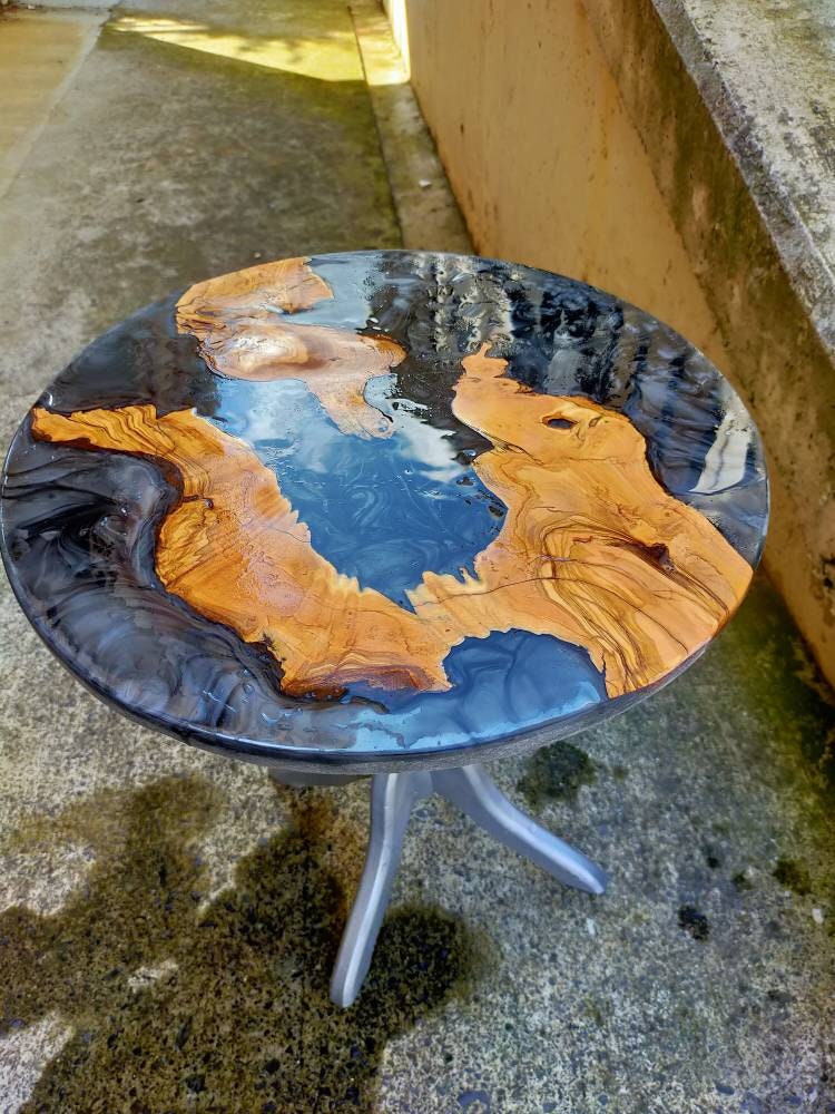 Epoxy Resin & Wood Table Top - Metallic