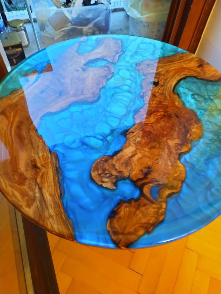 Epoxy Resin & Wood Table Top - Metallic