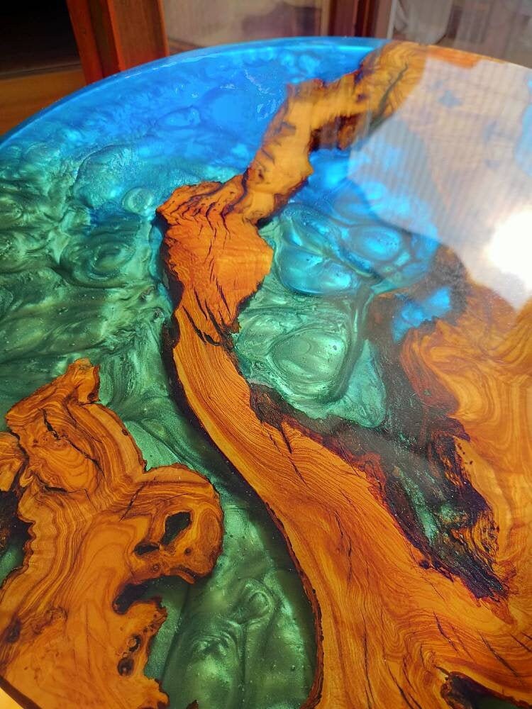 Epoxy Resin & Wood Table Top - Metallic Bicolor