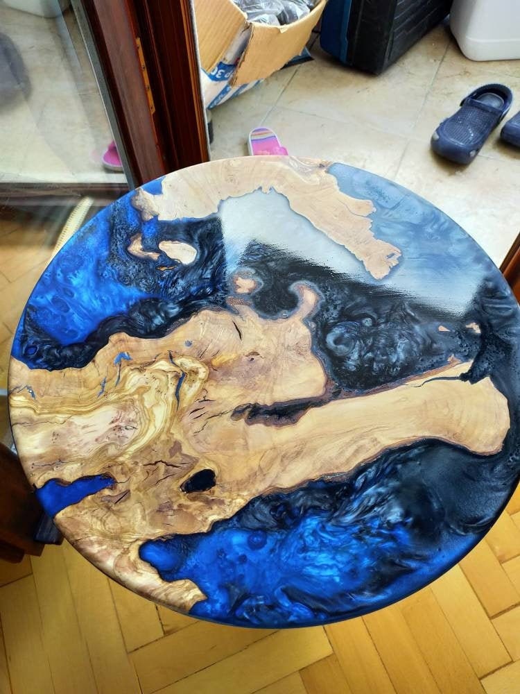 Epoxy Resin & Wood Table Top - Metallic