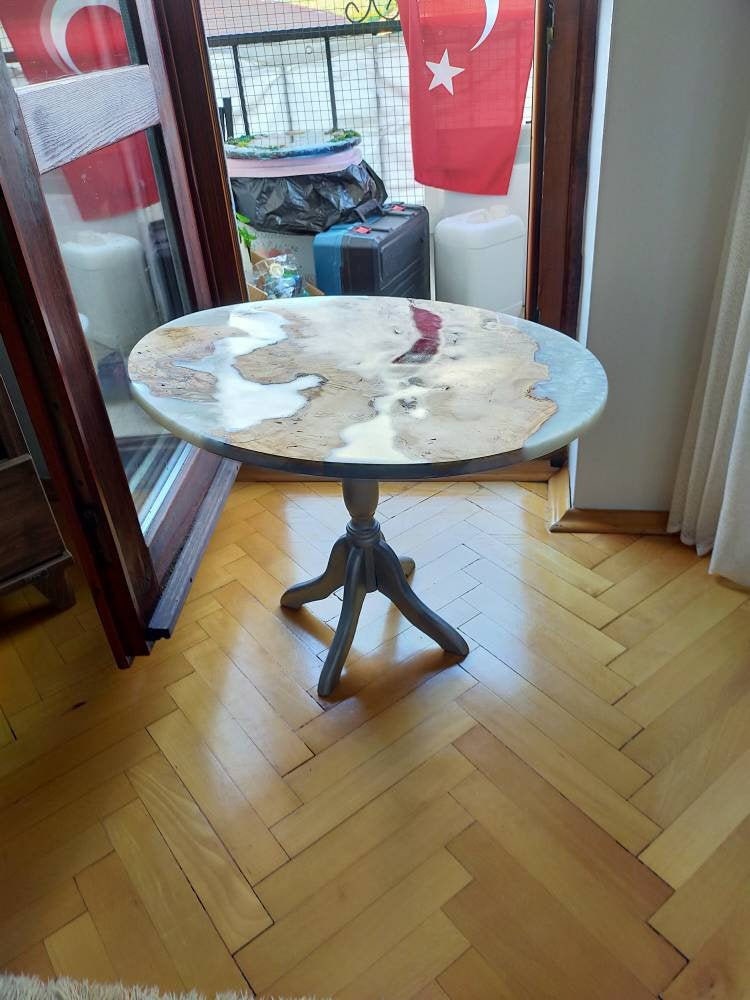 Epoxy Resin & Wood Table Top - Metallic Bicolor