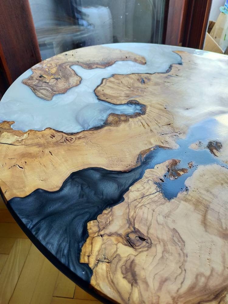 Epoxy Resin & Wood Table Top - Metallic Bicolor