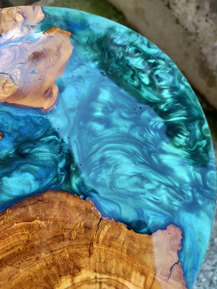 Epoxy Resin & Wood Table Top - Metallic