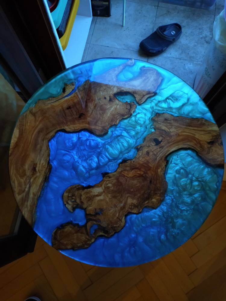 Epoxy Resin & Wood Table Top - Metallic