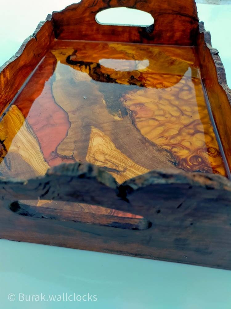 Epoxy Resin & Wood Serving Tray - Live Edge Serving Tray