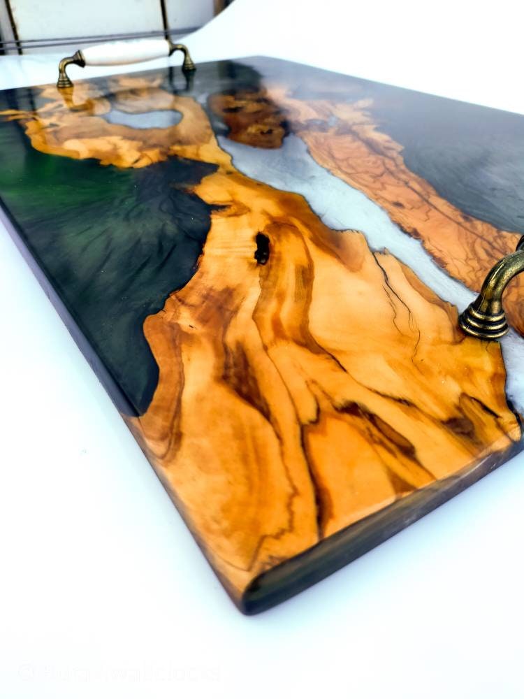 Epoxy Resin & Wood Serving Tray - No Edge Serving Tray