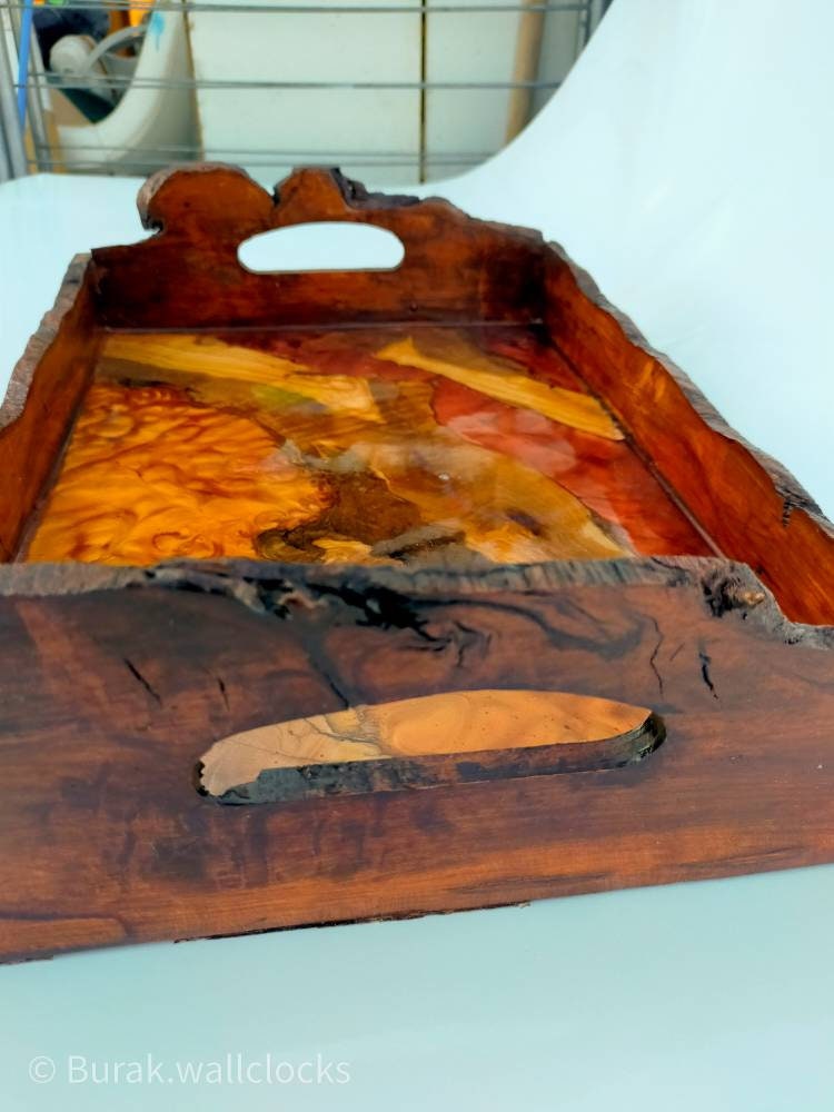 Epoxy Resin & Wood Serving Tray - Live Edge Serving Tray