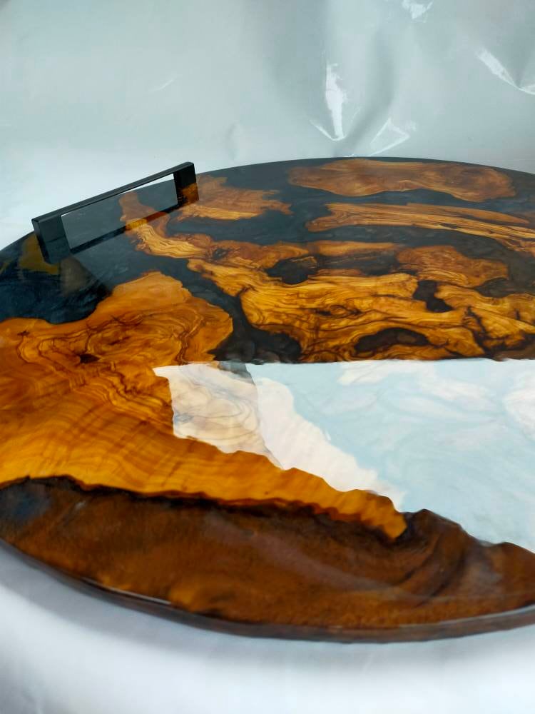 Epoxy Resin & Wood Serving Tray - No Edge Serving Tray