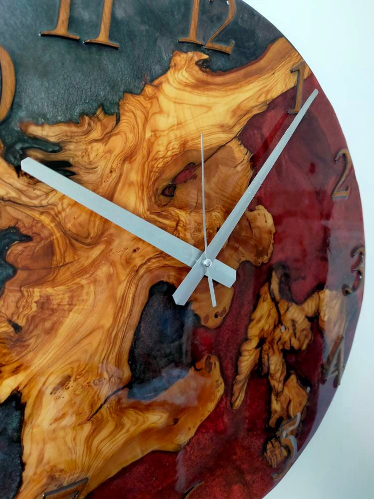 Bicolor Epoxy & Olive Wood Wall Clock