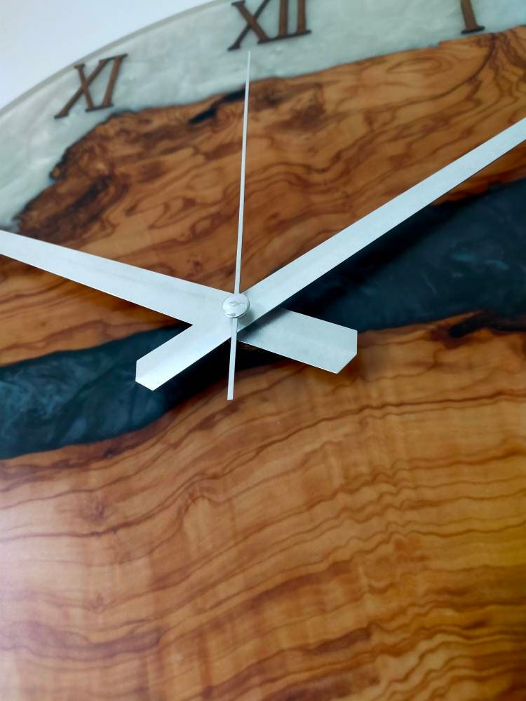 Bicolor Epoxy & Olive Wood Wall Clock