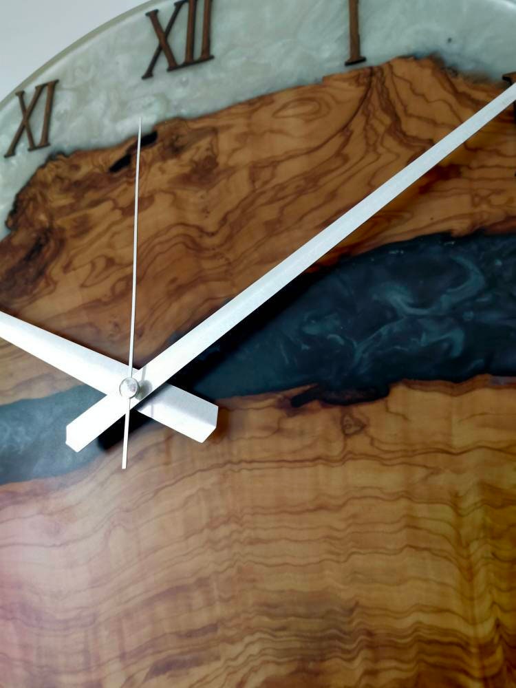 Bicolor Epoxy & Olive Wood Wall Clock