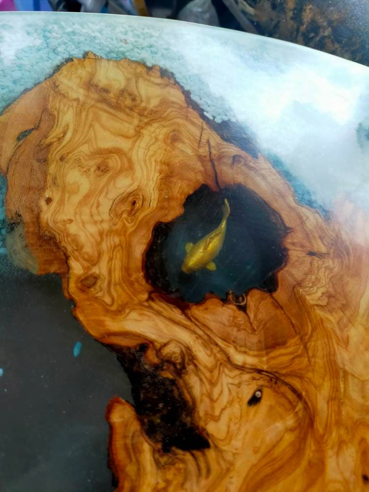 Epoxy Resin & Wood Table Top - Aquarium