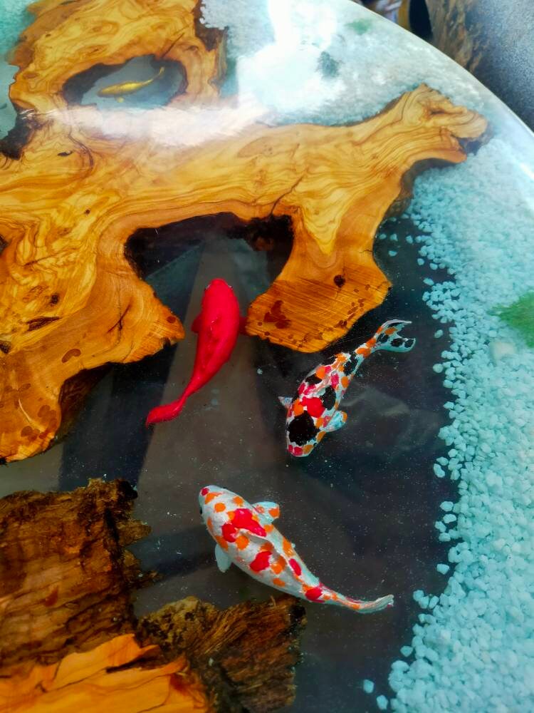 Epoxy Resin & Wood Table Top - Aquarium