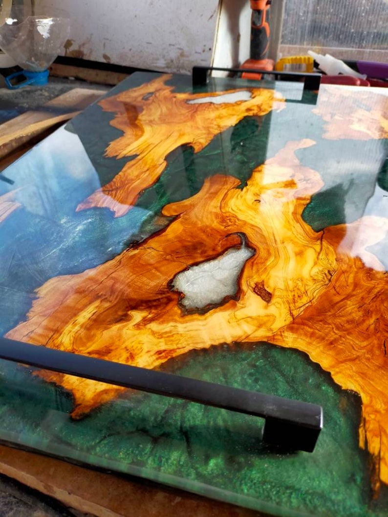 Epoxy Resin & Wood Table Top - Metallic