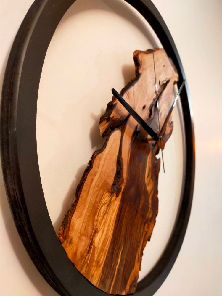 Rustic Olive Wood Wall Clock