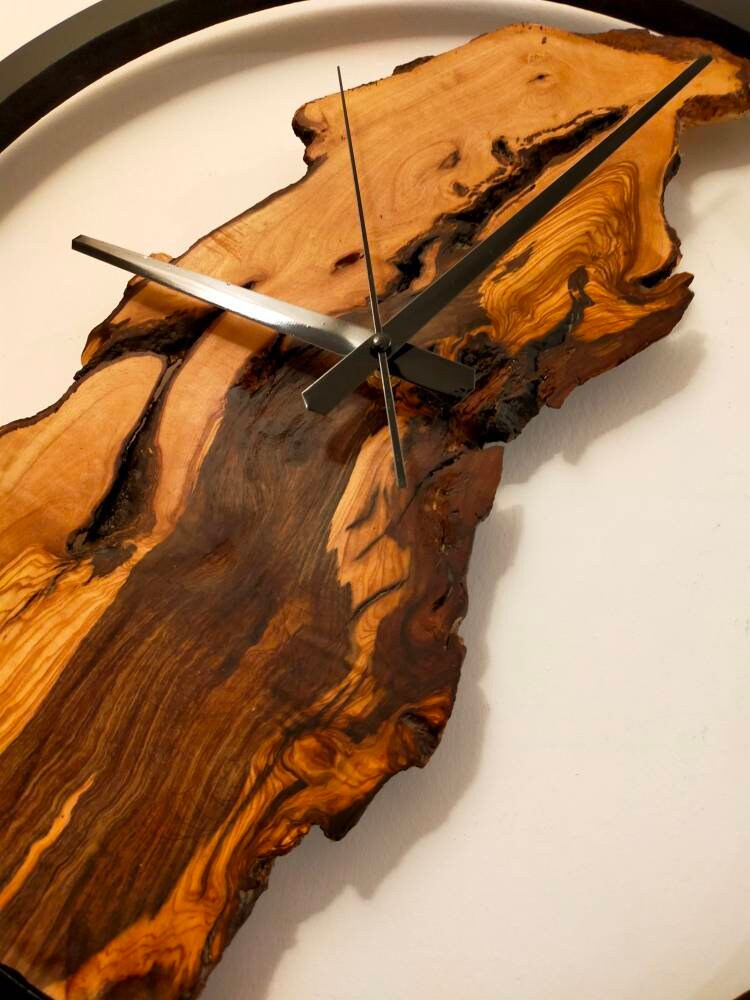 Rustic Olive Wood Wall Clock