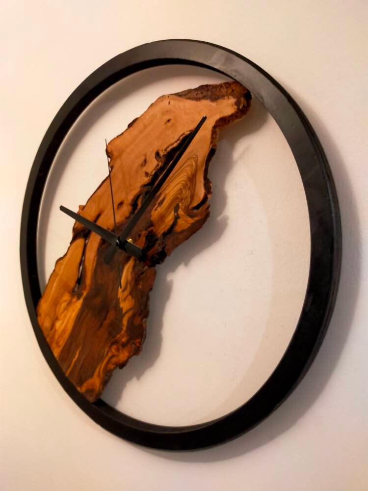 Rustic Olive Wood Wall Clock