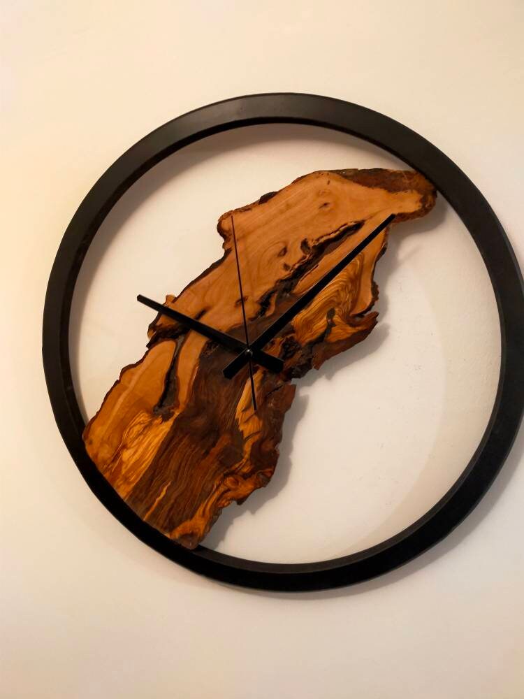 Rustic Olive Wood Wall Clock