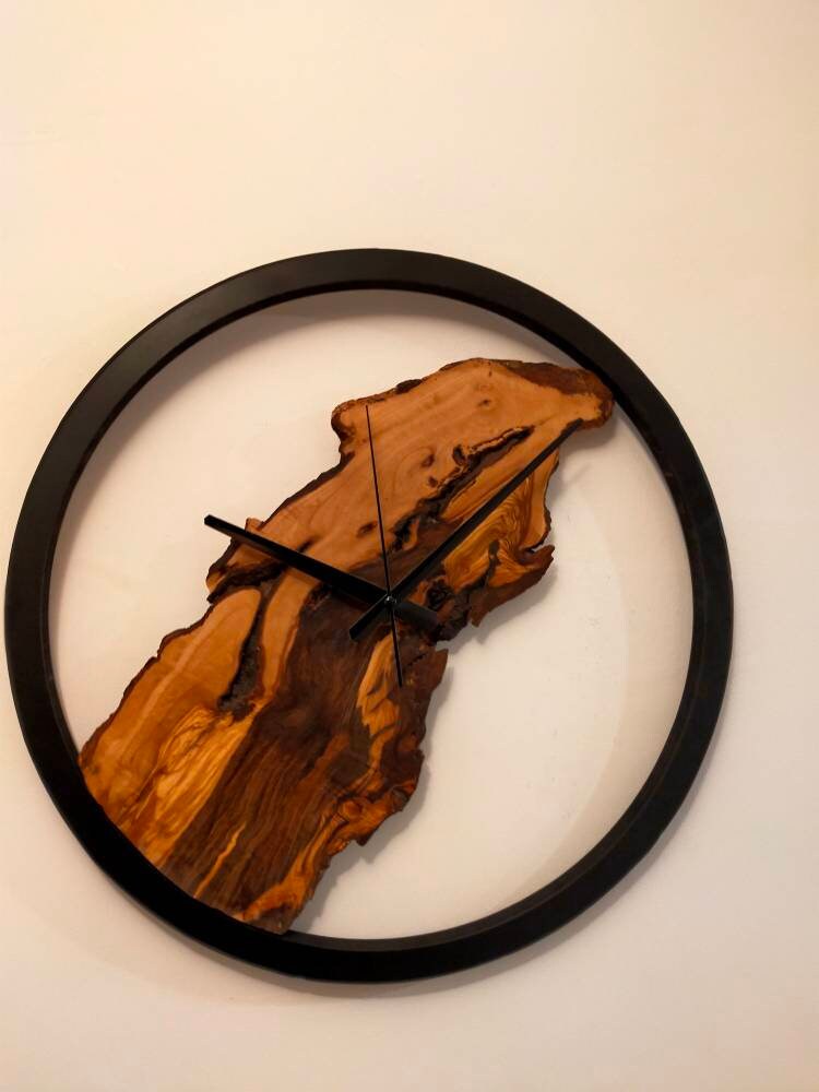 Rustic Olive Wood Wall Clock