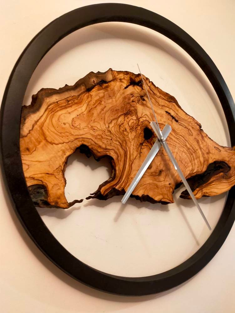 Rustic Olive Wood Wall Clock