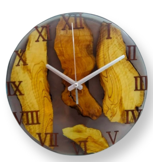 Epoxy clock, Resin clock, Clock for wall, Wood & transparent epoxy wallclock, Large wall clock