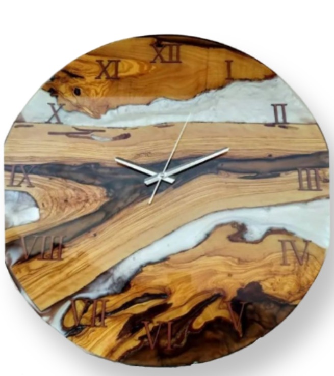 Bicolor Epoxy & Olive Wood Wall Clock Wholesale vendor